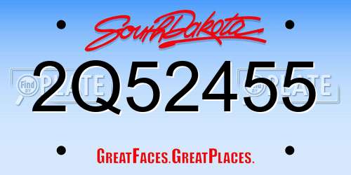 2Q52455 South Dakota License Plate