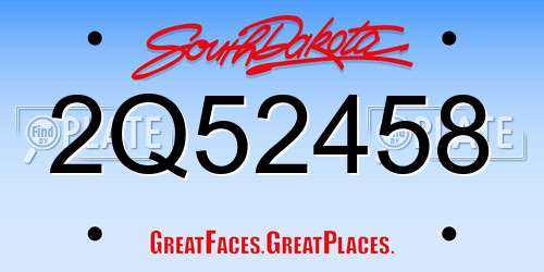 2Q52458 South Dakota License Plate