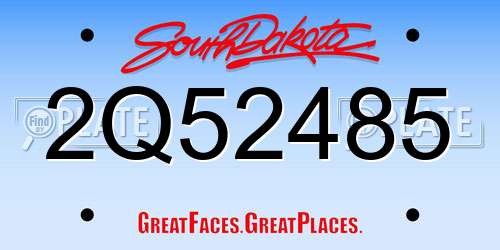 2Q52485 South Dakota License Plate