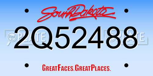 2Q52488 South Dakota License Plate