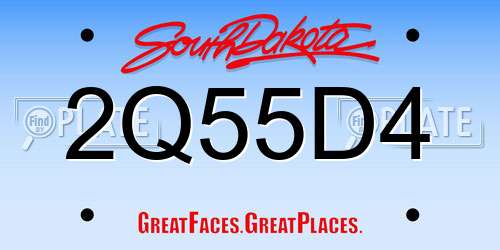 2Q55D4 South Dakota License Plate