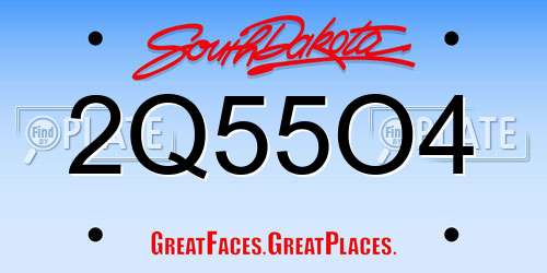 2Q55O4 South Dakota License Plate