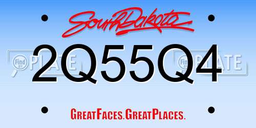 2Q55Q4 South Dakota License Plate