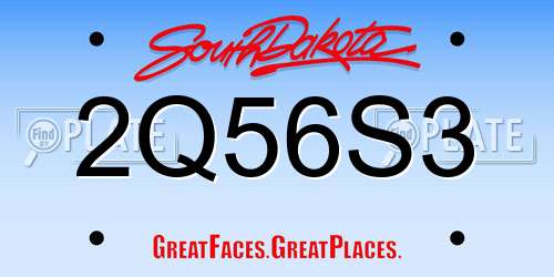 2Q56S3 South Dakota License Plate