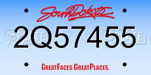 2Q57455 South Dakota License Plate