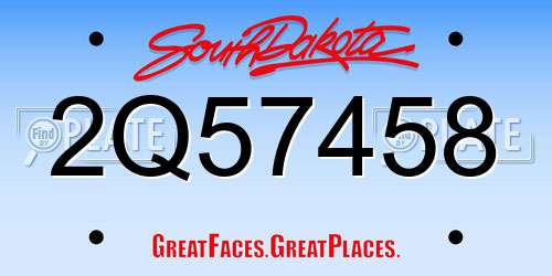 2Q57458 South Dakota License Plate