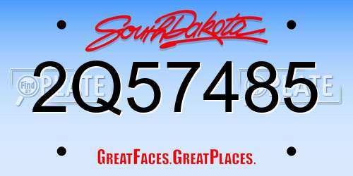 2Q57485 South Dakota License Plate