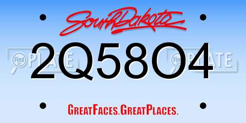 2Q58O4 South Dakota License Plate