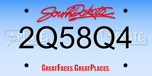 2Q58Q4 South Dakota License Plate