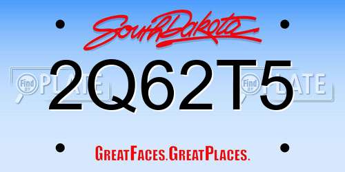 2Q62T5 South Dakota License Plate