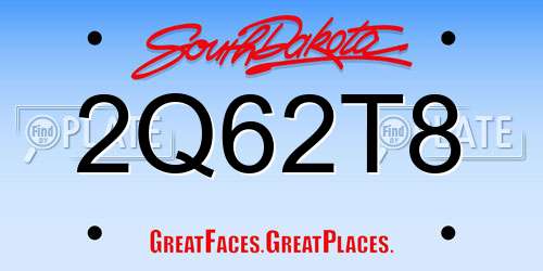 2Q62T8 South Dakota License Plate