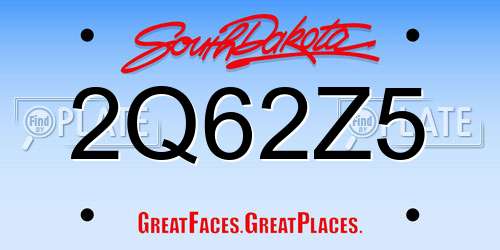 2Q62Z5 South Dakota License Plate