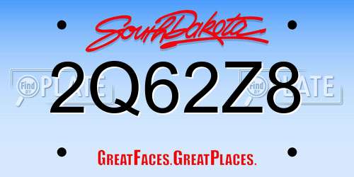 2Q62Z8 South Dakota License Plate