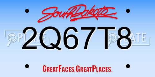 2Q67T8 South Dakota License Plate