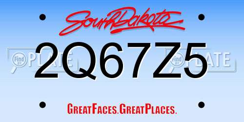 2Q67Z5 South Dakota License Plate