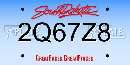 2Q67Z8 South Dakota License Plate