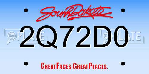 2Q72D0 South Dakota License Plate