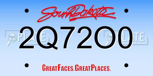 2Q72O0 South Dakota License Plate