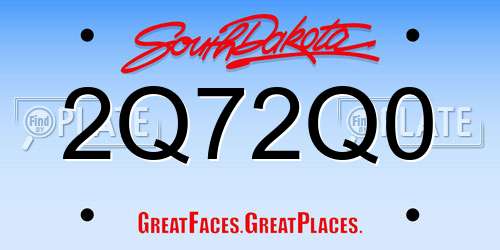 2Q72Q0 South Dakota License Plate