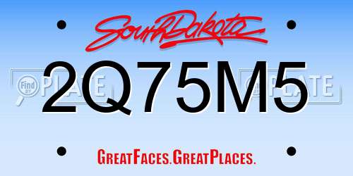 2Q75M5 South Dakota License Plate
