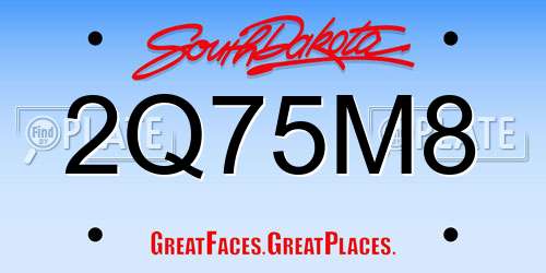2Q75M8 South Dakota License Plate