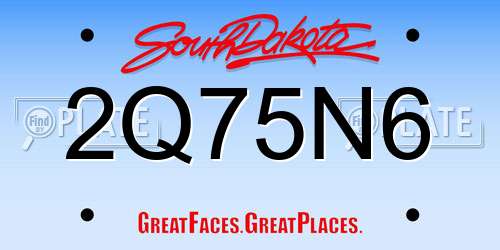 2Q75N6 South Dakota License Plate