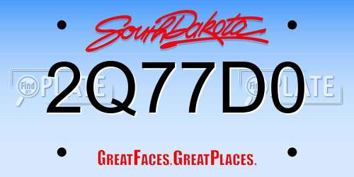 2Q77D0 South Dakota License Plate