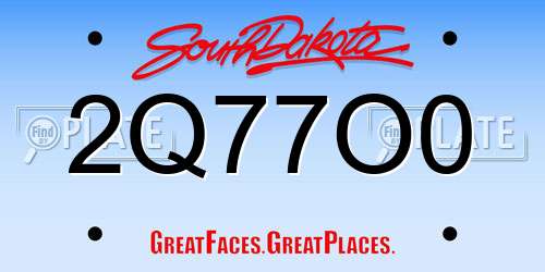 2Q77O0 South Dakota License Plate
