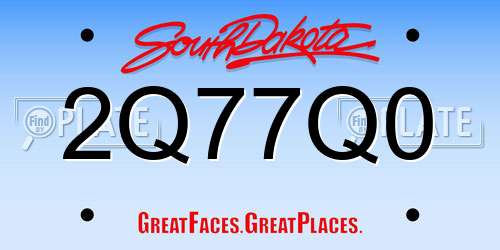 2Q77Q0 South Dakota License Plate