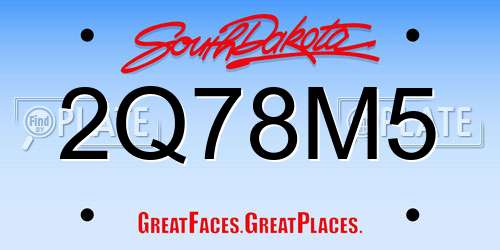 2Q78M5 South Dakota License Plate