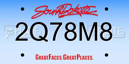 2Q78M8 South Dakota License Plate