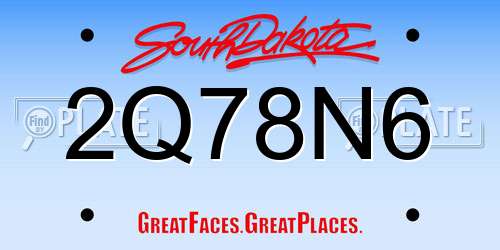 2Q78N6 South Dakota License Plate