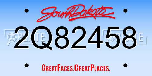 2Q82458 South Dakota License Plate