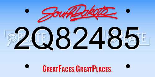2Q82485 South Dakota License Plate