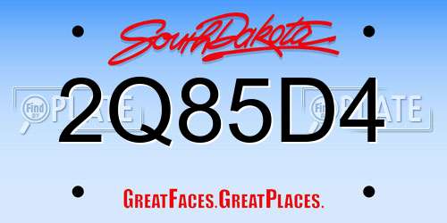 2Q85D4 South Dakota License Plate