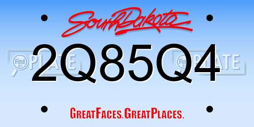 2Q85Q4 South Dakota License Plate