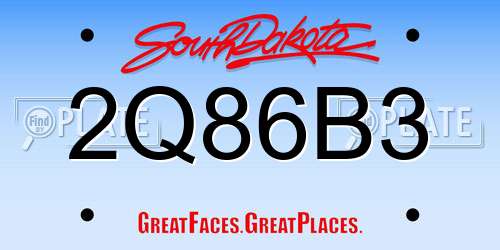 2Q86B3 South Dakota License Plate