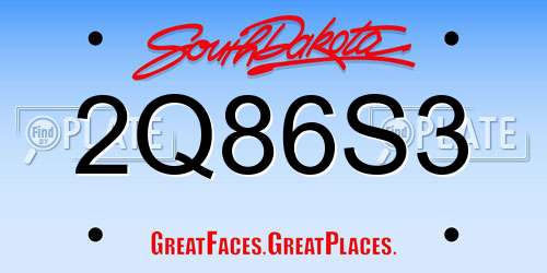 2Q86S3 South Dakota License Plate