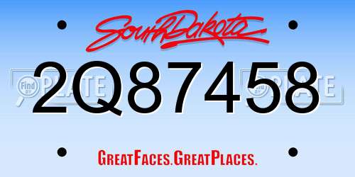 2Q87458 South Dakota License Plate