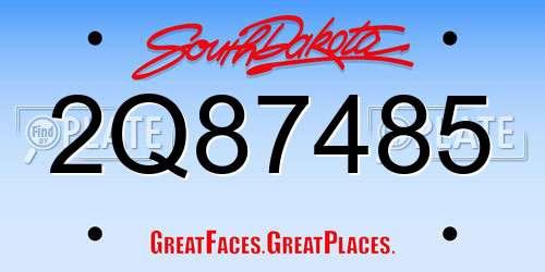 2Q87485 South Dakota License Plate