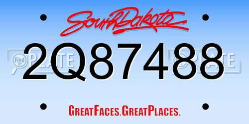 2Q87488 South Dakota License Plate