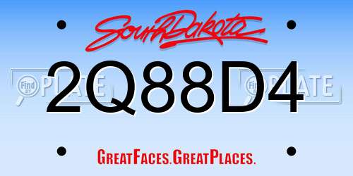 2Q88D4 South Dakota License Plate
