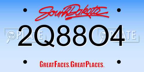 2Q88O4 South Dakota License Plate