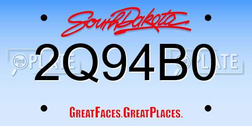 2Q94B0 South Dakota License Plate