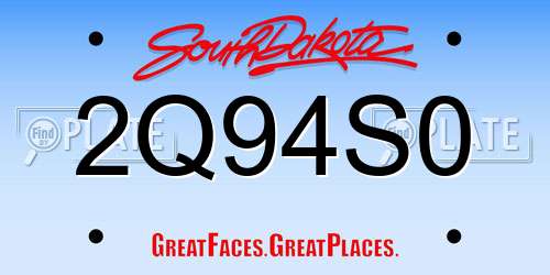 2Q94S0 South Dakota License Plate