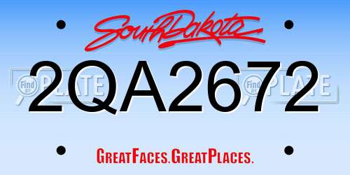 2QA2672 South Dakota License Plate