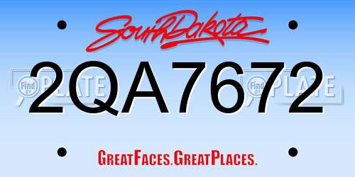 2QA7672 South Dakota License Plate