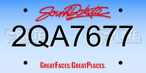2QA7677 South Dakota License Plate