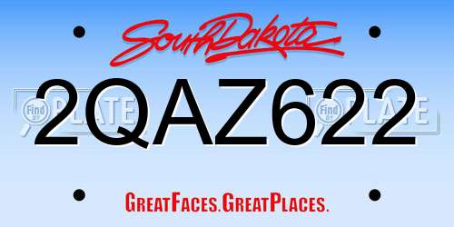 2QAZ622 South Dakota License Plate