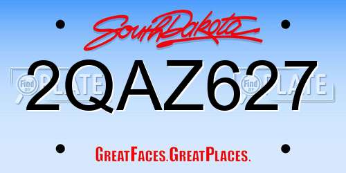 2QAZ627 South Dakota License Plate